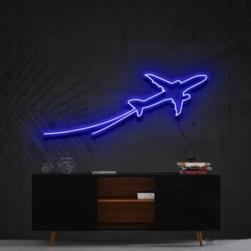 Airplane Take Off Neon Sign for Travel and Adventure Themes