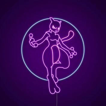 Flying Mewtwo Neon Sign for Anime Fans