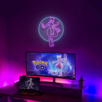 Flying Mewtwo Neon Sign for Anime Fans