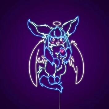 Glaceon With Wings Neon Sign for Anime Fans