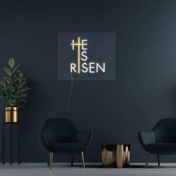 He Is Risen Neon Sign for Religious and Easter Themes