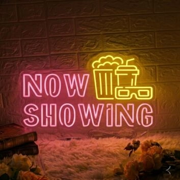 Now Showing Neon Sign for Home Theaters and Movie Lovers
