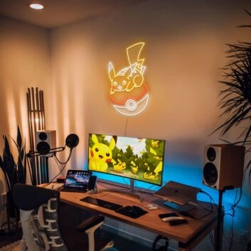 Pikachu On Pokeball Neon Sign for Anime Fans