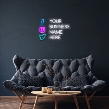 Social Media Icons Custom Neon Sign for Modern and Fun Spaces