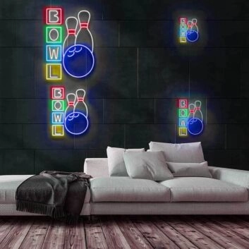 Bowling Neon Sign for Gaming and Social Spaces