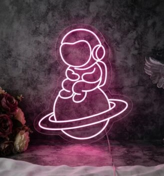 Astronaut Sitting On Planet Neon Sign for Space Enthusiasts