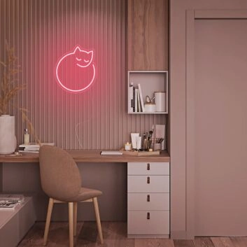Mini Sleeping Cat Neon Sign for Animal Lovers