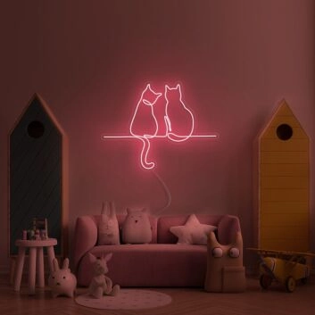 Two Cats Looking Neon Sign for Animal Lovers