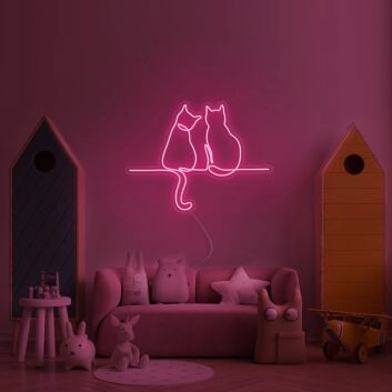 Two Cats Looking Neon Sign for Animal Lovers