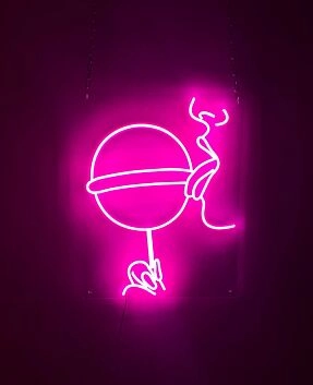 Girl Licking Lollipop Neon Sign for Playful and Bold Spaces