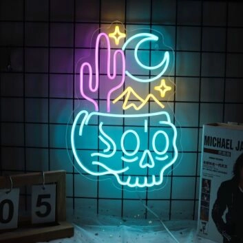 Desert Skull Head Neon Sign for Edgy and Artistic Spaces