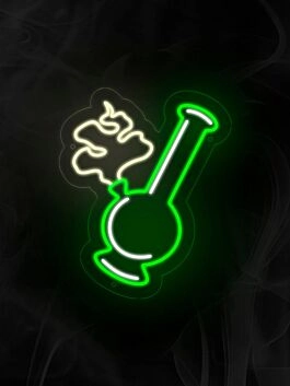 Bong Ganja Leaf Neon Sign for Cannabis Enthusiasts