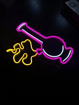 Bong Ganja Leaf Neon Sign for Cannabis Enthusiasts