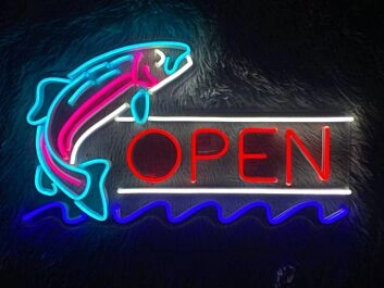 Fish Open Neon Sign for Restaurants and Seafood Lovers