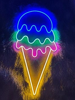 Dripping Ice Cream Neon Sign for Sweet and Fun Spaces