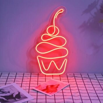 Cherry Cupcake Neon Sign for Dessert and Fun Spaces