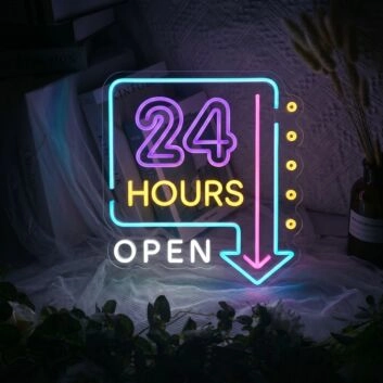 24 Hours Open Neon Sign for Businesses and Shops