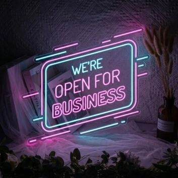 Open For Business Neon Sign for Businesses and Shops
