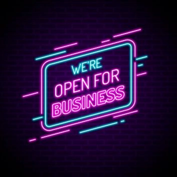 Open For Business Neon Sign for Businesses and Shops