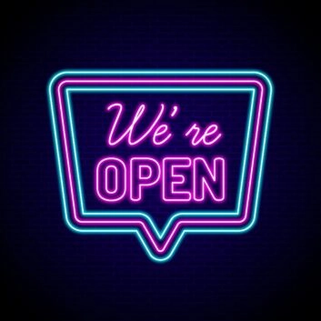 We're Open Neon Sign for Businesses and Shops