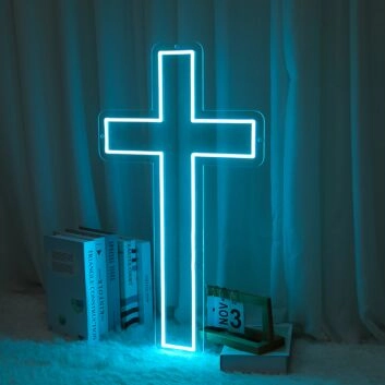 Christianity Cross Neon Sign for Religious and Spiritual Spaces