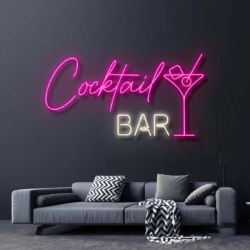 Cocktail Bar With Martini Drink Neon Sign for Bars and Social Spaces