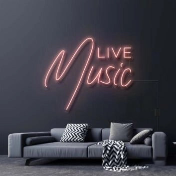 Live Music Neon Sign for Music Lovers and Social Spaces