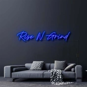 Rise N Grind Neon Sign for Motivational and Fitness Spaces