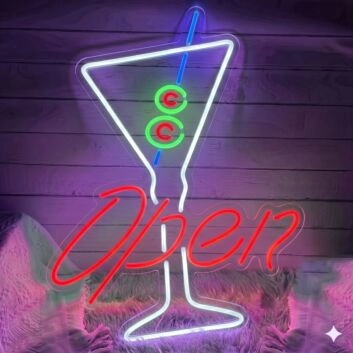 New Cocktails Sign Martini Bar Open Neon Light Sign Wall Decor for Bars