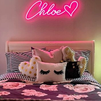 Chloe Neon Name Signs With A Pink Heart Neon Sign for Personalized and Whimsical Decor