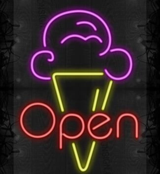 Ice Cream Open Neon Sign LED Neon Sign for Sweet and Fun Spaces