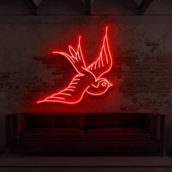 Swallow For Tattoo Studio Neon Sign for Edgy and Artistic Spaces