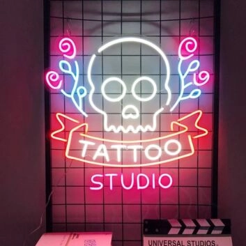 Tattoo And Skull Neon Sign for Tattoo Studios