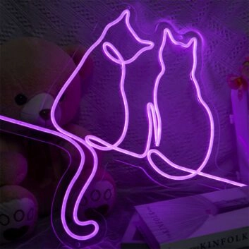 Couple Cats Neon Sign for Animal Lovers and Whimsical Spaces