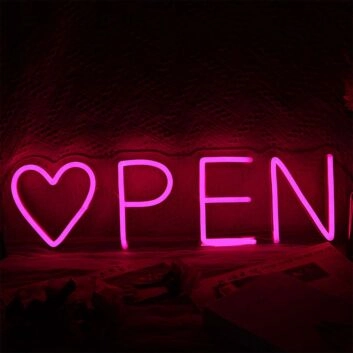 Heart Open Neon Sign for Romantic and Loving Spaces