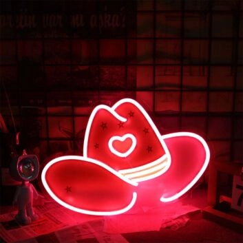 Cowboy Hat Neon Sign for Western and Rustic Decor