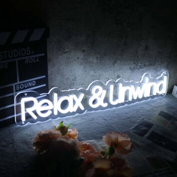 Relax and Unwind Neon Sign for Relaxation and Wellness Spaces
