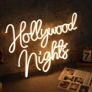 Hollywood Nights Neon Sign for City and Nightlife Decor
