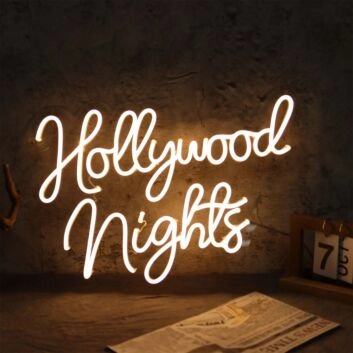 Hollywood Nights Neon Sign for City and Nightlife Decor