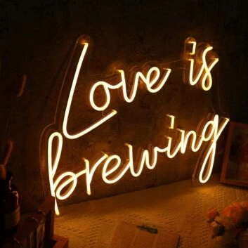 Love Is Brewing Neon Sign for Cafes and Coffee Lovers