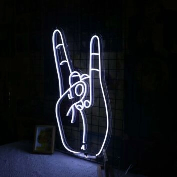 Rock Never Die Gesture LED Neon Sign for Music Lovers