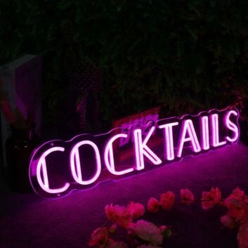 Cocktails Pink Neon Sign for Bars and Social Spaces