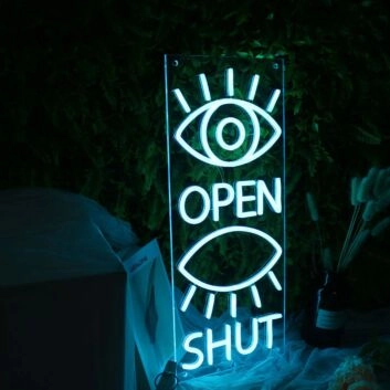Eyes Open And Shut Neon Sign for Whimsical and Fun Spaces
