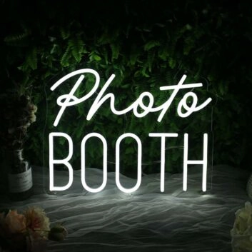 Photo Booth White Neon Sign for Event and Party Spaces