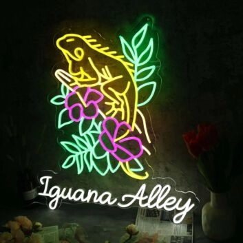 Iguana Alley Neon Sign for Animal and Whimsical Decor