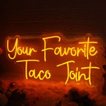 Your Favorite Taco Joint Orange Neon Sign for Mexican Restaurants