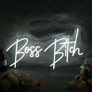 Boss Bitch White Neon Sign for Empowering and Bold Spaces