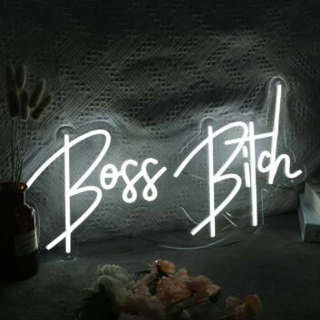 Boss Bitch White Neon Sign for Empowering and Bold Spaces