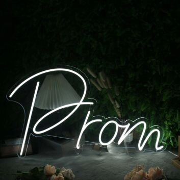 Prom White Custom Neon Sign for Celebratory Spaces