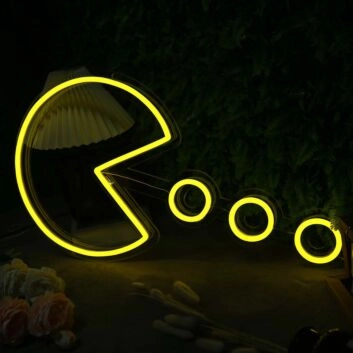 Pac Man Custom Yellow Neon Sign for Retro and Gaming Fans